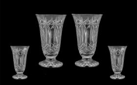 A Pair Of Waterford Lead Crystal Starburst Vases, Height 8½ ".