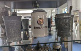 Quantity of Assorted German Steins, various designs and styles.