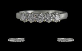 18ct White Gold Attractive Five Stone Diamond Set Ring,