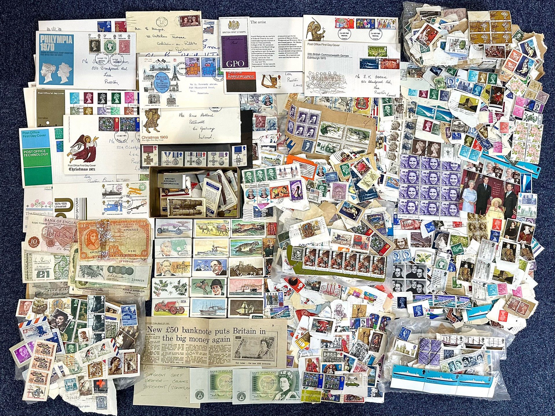 Stamp Interest - Collection of stamps, including first day covers, loose stamps,