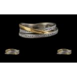 Ladies 18ct Gold - Good Quality Diamond Set Contemporary Designed Dress Ring.