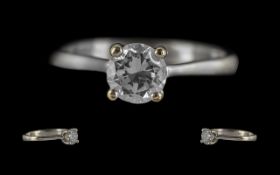 Ladies - Excellent Quality 18ct White Gold Single Stone Diamond Set Ring.