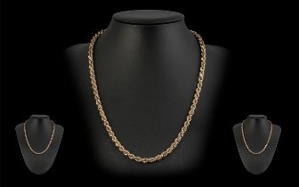 9ct Gold Rope Twist Chain. Marked 9.375. Length 20 Inches - 50 cms.