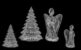 Two Waterford Lead Crystal Clear Glass Figures comprising of a Christmas Tree 18 cms in height,