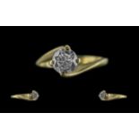 Ladies 18ct Gold Contemporary Single Stone Diamond Set Ring. Full Hallmark to Interior of Shank.