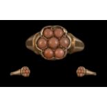 Antique Period - Attractive Ladies 9ct Gold Coral Set Cluster Ring.