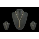 A Superb Quality 9ct Two Tone Gold Necklace with Tassel Drops, Excellent Design and Craftsmanship,