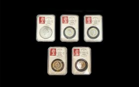 2020 Date Stamp UK Specimen Year Coin Set, comprising King George III £5, VE Day £2, Mayflower £2,