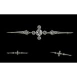 Edwardian Period 1902 - 1910 Excellent Quality 18ct White Gold Diamond Set Brooch, The Central