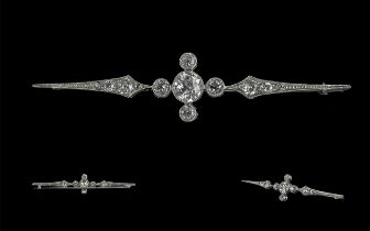 Edwardian Period 1902 - 1910 Excellent Quality 18ct White Gold Diamond Set Brooch, The Central