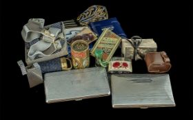 Collection of Ephemera, including Atlas-Lite mother-of-pearl lighter, packet of Gitanes