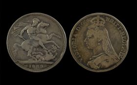 Coin Interest - Great Britain, 1889 Crown, Victoria Jubilee Bust, on the reverse St George and