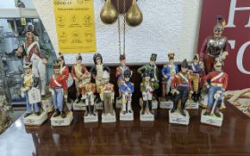 Collection of Italian Military Porcelain Figures. Various models to include Captain Infantry,
