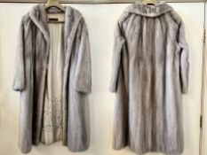 Mink Coat - Full Length Mink Coat with matching hat, silver grey, made by Fisher's of Preston,