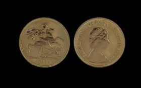 Queen Elizabeth ll 22ct Gold 5 Pound Coin, date 1984, weight 39.94g