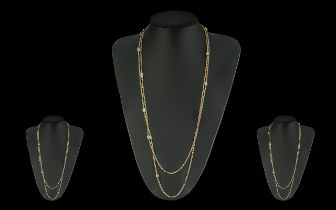 Victorian Period 1837 - 1901 Excellent Quality 9ct Gold - Long Chain Set with Opals of Excellent
