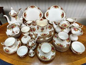 Royal Albert 'Old Country Roses' Tea & Coffee Service, comprising tea pot, two milk jug, sugar bowl,