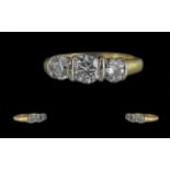 18ct Gold Attractive 3 Stone Diamond Set Ring, Full Hallmark to Shank. The Round Brilliant Cut