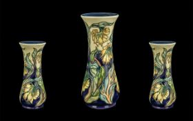 Moorcroft Modern Tubelined Hand Painted Pottery Vase of Waisted Form 'Comfrey' Pattern, designer