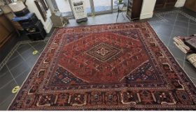 Large Persian Joshagen Carpet, in rich reds and blues , measures 389 x 310.