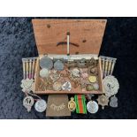 Collection of Military Items. To Includes Medals, Pin Badges, Silver ART Badge, Buttons etc.