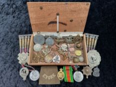 Collection of Military Items. To Includes Medals, Pin Badges, Silver ART Badge, Buttons etc.