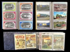Railway Interest - Three Albums of Postcards, featuring trains, French Railway poster postcards,