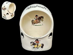 Beswick Thelwell Porcelain Kitchen Pot, 7'' tall x 6'' wide, decorated with ponies and figures.