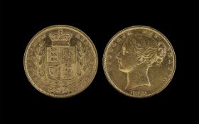 Queen Victoria 22ct Gold Young Head Shield Back Full Sovereign, date 1873, die no. 14, good