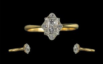 Ladies 18ct Gold and Platinum Petite and Exquisite Diamond Set Ring, marked 18ct to interior of