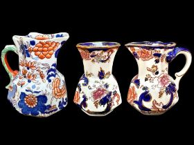 A Mason's Mandalay Jug & Matching vase, jug measures 5", vase measures 4.