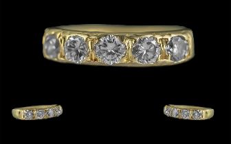 18ct Gold Good Quality 5 Stone Diamond Set Ring. Full Hallmark to Interior of Shank. The Five