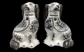 Pair of Staffordshire Black & White Wally Dogs, measure 11'' tall.
