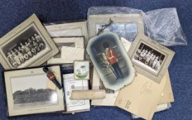 Military Related Ephemera - comprising four WWII medals, Union Jack flag, two silk postcards,