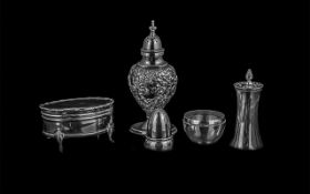 Small Collection of Assorted Sterling Silver Pieces, comprising pepper pots, a lidded trinket dish,