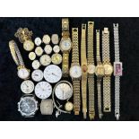 Collection of Wristwatches and watch faces for spares/repairs, assorted makes including Sekonda,