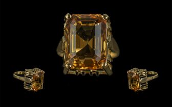 Superb 18ct Gold Single Stone Citrine Set Dress Ring of excellent design and setting, marked 18ct to