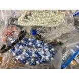 Box of Costume Jewellery, mostly modern, comprises pearls, beads, brooches, etc. Ideal market or car