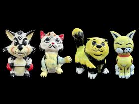 Four Lorna Bailey Novelty Cat Figures, all signed to base, in excellent condition. Tallest 5''.