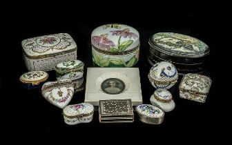 Collection of Antique to Mid Century Hand Painted Porcelain Pots, assorted sizes, comprising trinket