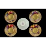 Royal Worcester 4 Small Hand Painted and Signed Saucers ( small size ) All with ' Fruits '