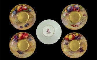 Royal Worcester 4 Small Hand Painted and Signed Saucers ( small size ) All with ' Fruits '