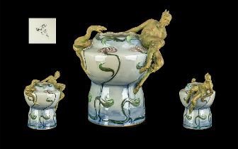 Art Nouveau Style Ernst Wahliss Turn Austria Superb Late 19th Century Figural Lustre Vase with