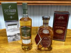 Two Bottles of Single Malt Whiskey, Cardhu Aged 12 Years, and Speyburn Aged 10 years.