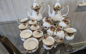 Royal Albert 'Old Country Roses' Tea Set, comprising two tea pots, two milk jugs, two sugar bowls,