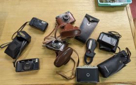Photography Interest - Box of Assorted Vintage Cameras, including Cosmic 35 in leather case,