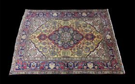 Multi Coloured Ground Fine Woven Vintage Persian Tabreize Rug, approx. 8' x 5'.