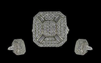 Art Deco Style 14ct White Gold Diamond S