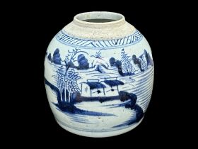 Antique Chinese Glazed Jar, blue design