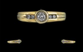 Yellow Metal Diamond Set Dress Ring, cen